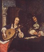 TERBORCH, Gerard Woman Playing the Lute st oil on canvas
